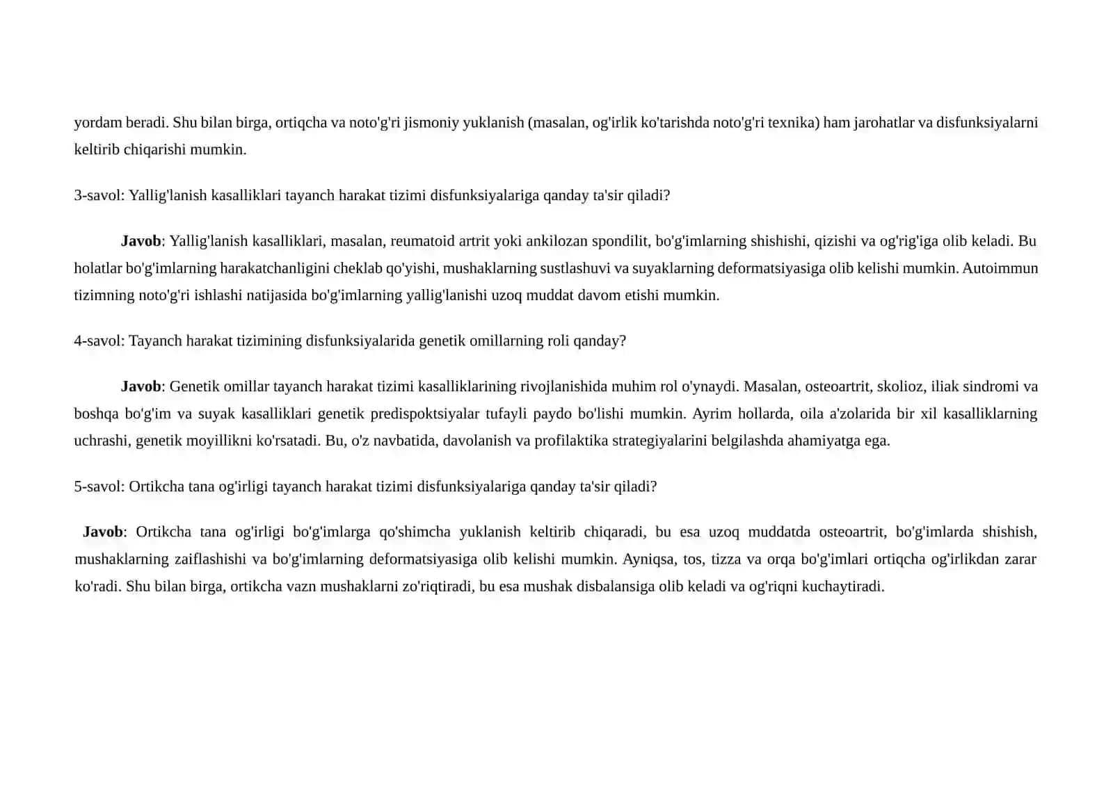 Tayanch harakat tizimi disfunksiyalari 2
