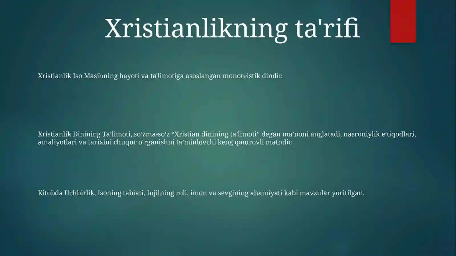 Xristianlik Dinining TaʼLimoti 2