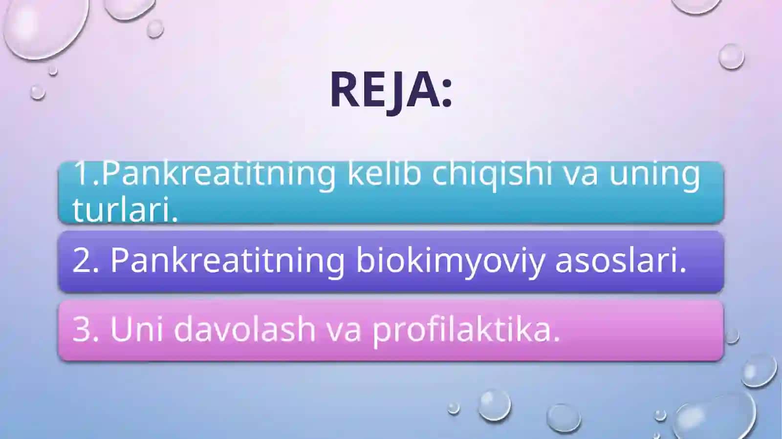 PANKREATIT RIVOJLANISHINING BIOKIMYOVIY ASOSLARI 2
