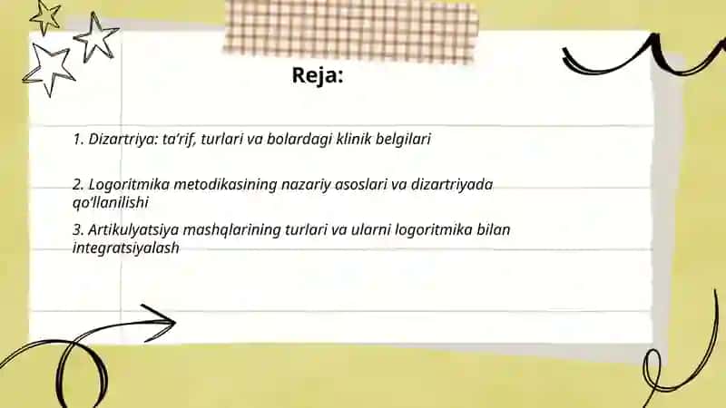Dizartriya bilan og'rigan bolalar uchun logoritmika 2