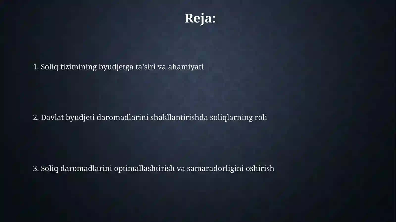Davlat byudjeti daromadlarini shakllantirishdasoliqlarningtutgan 2