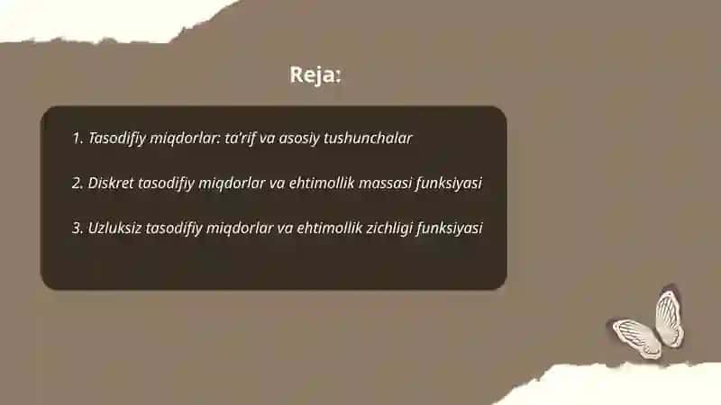 Tasodifiy miqdorlar 2