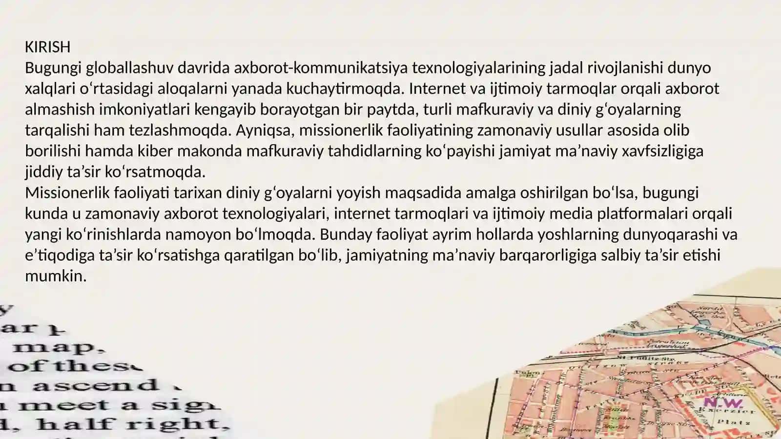 Missionerlik targʻibotida uslub va vazifalarning zamonaviylashuvi. Kiber makonda mafkuraviy tahdidla 2