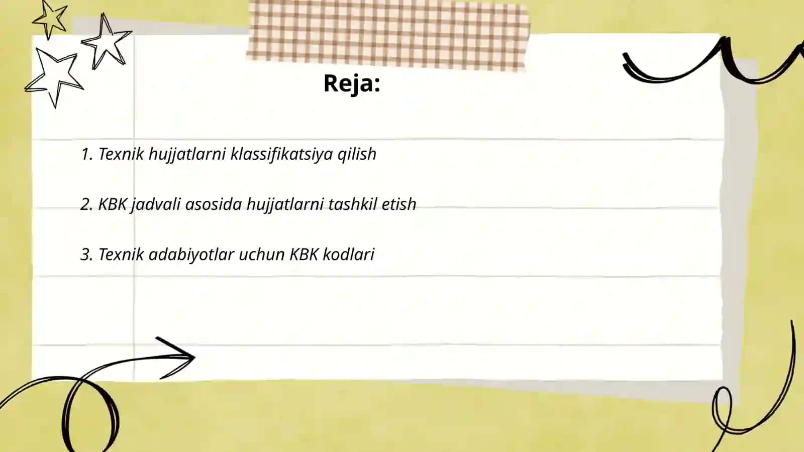 KBK jadvali yordamida texnikaga oid xujjatlarni sestemalashtirish 2