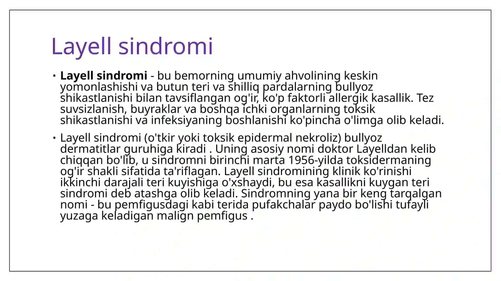 Layell va Stivens-Djonson sindromlari 2
