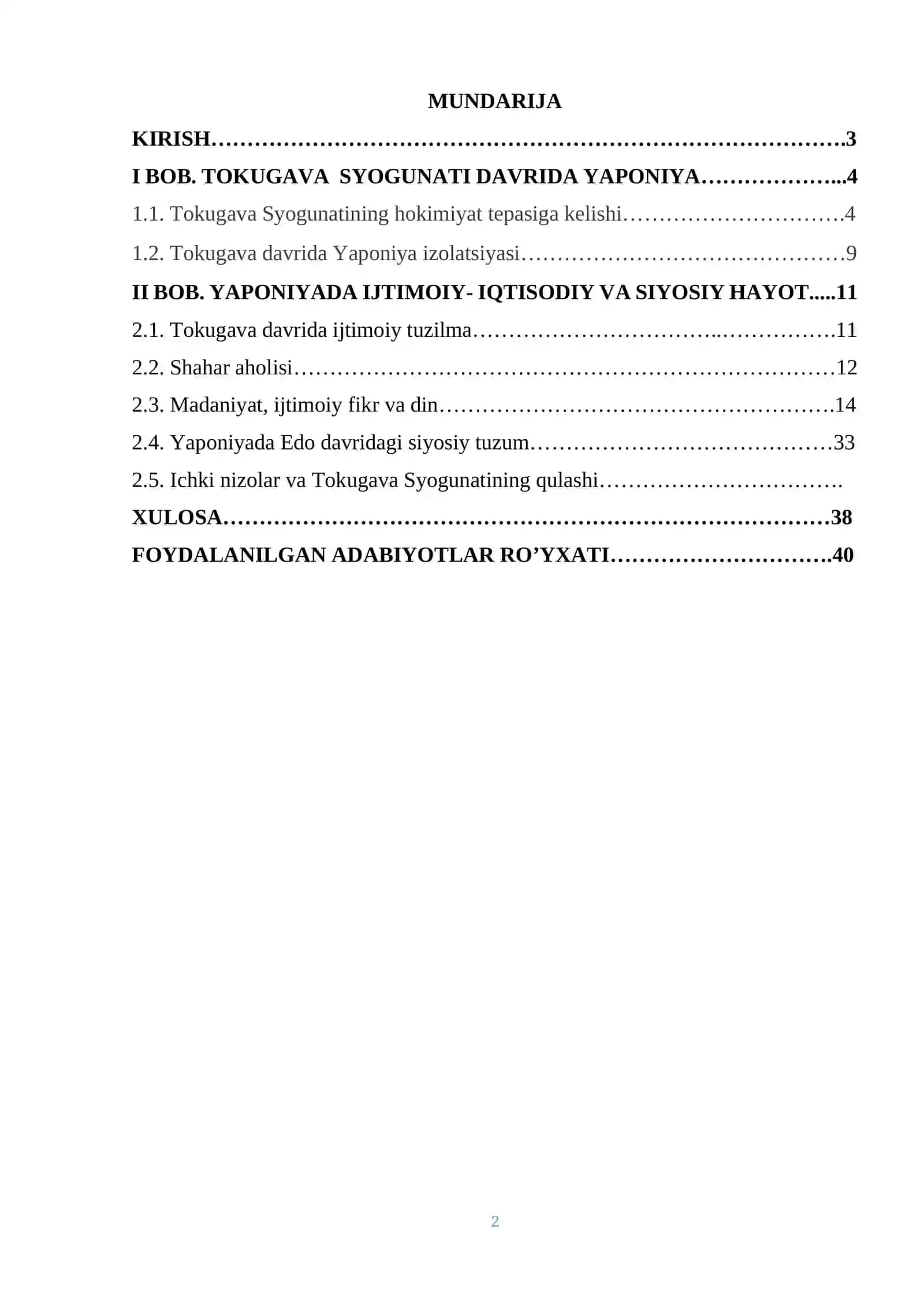 Syogunut davrida Yaponiyaning ijtimoiy-iqtisodiy va siyosiy rivojlanishi 2