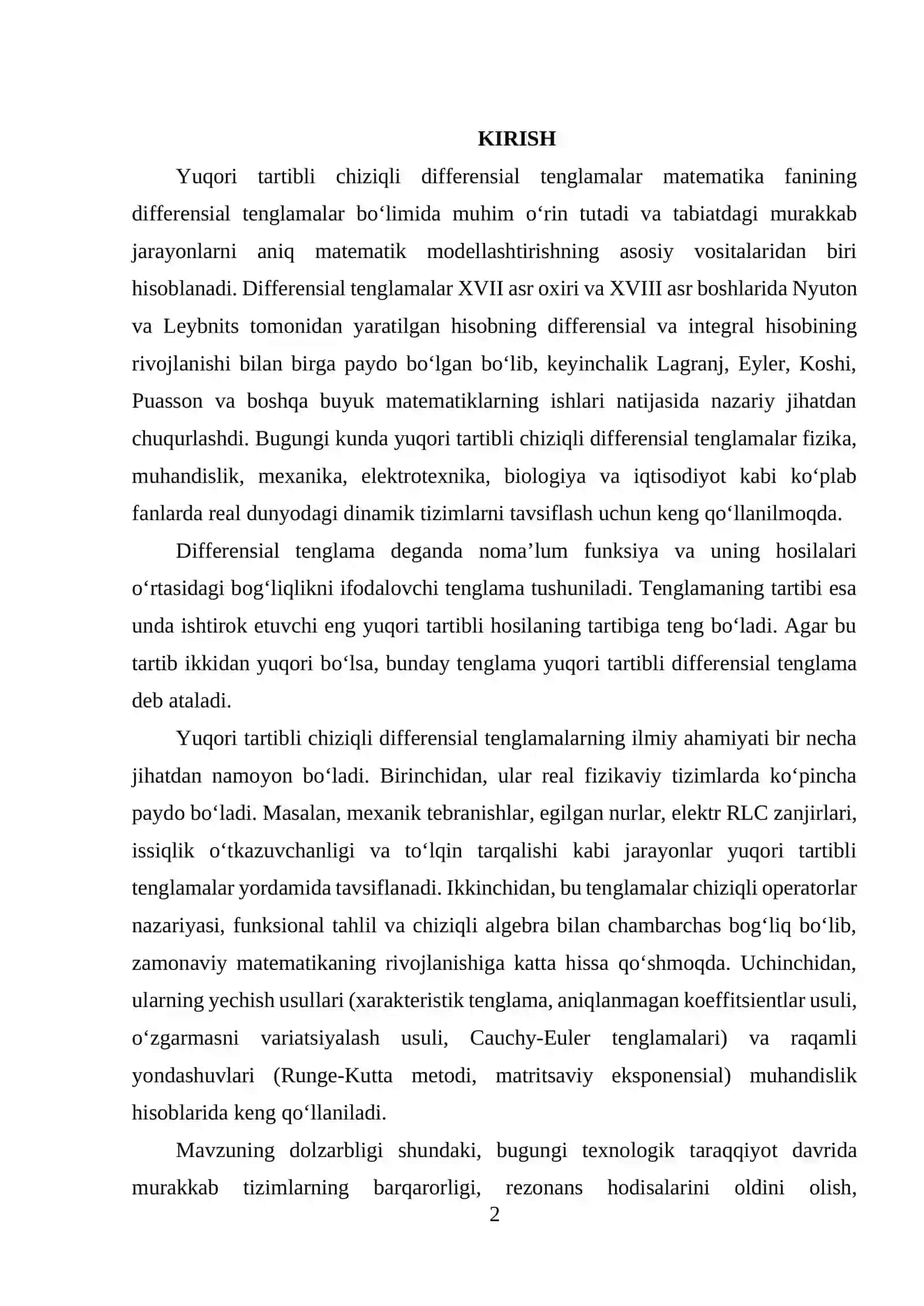 Yuqori tartibli chiziqli differensial tenglamalar 2
