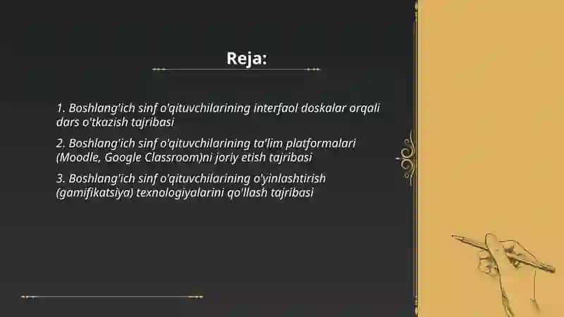 Boshlang'ich sinf o'qituvchilarining innovatsion texnologiyalar bo'yicha tajribasi 2