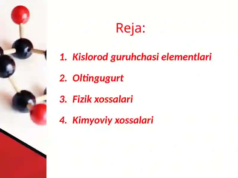 Kislorod guruhchasi elementlari 2