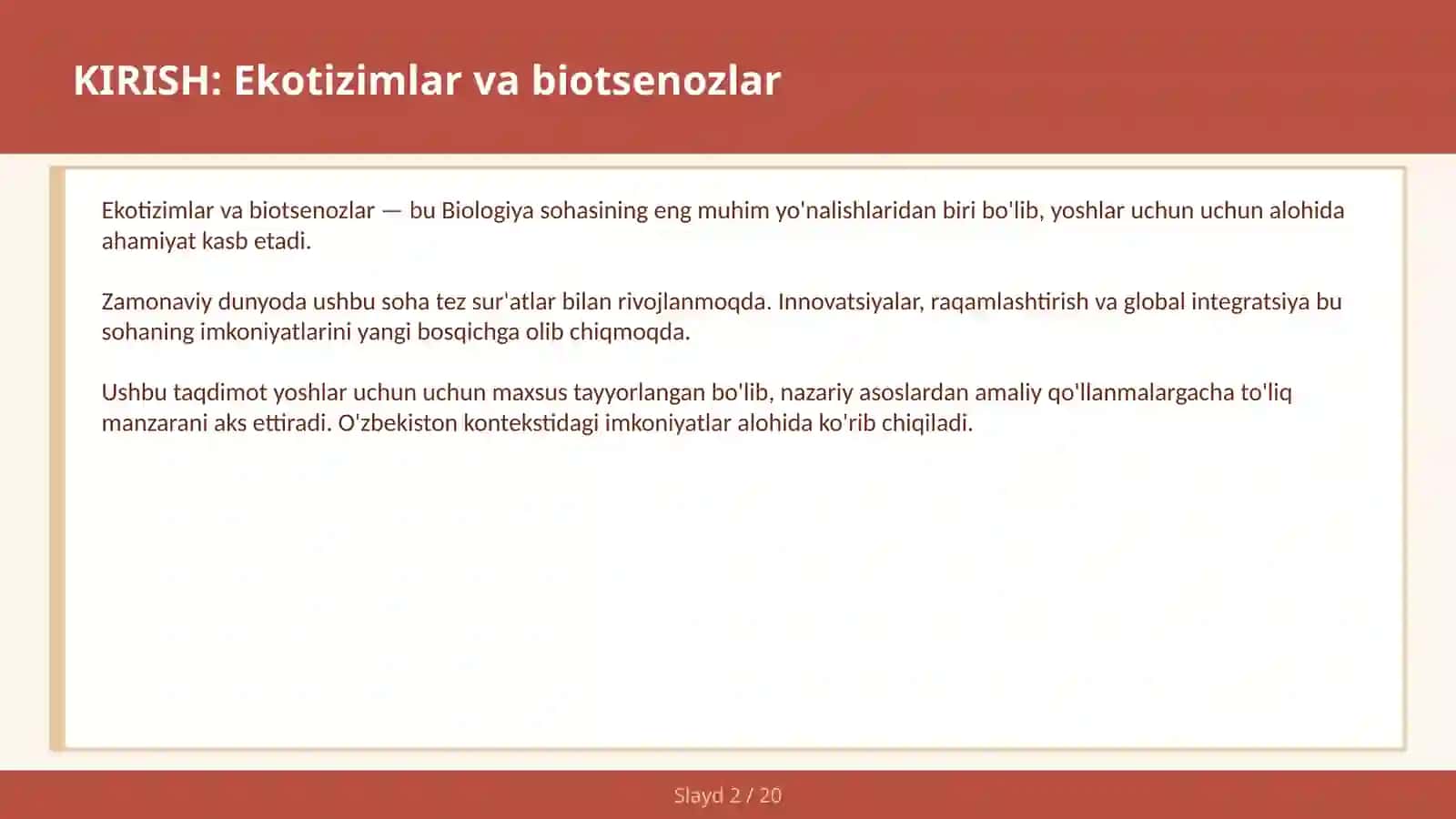 Ekotizimlar va biotsenozlar 2