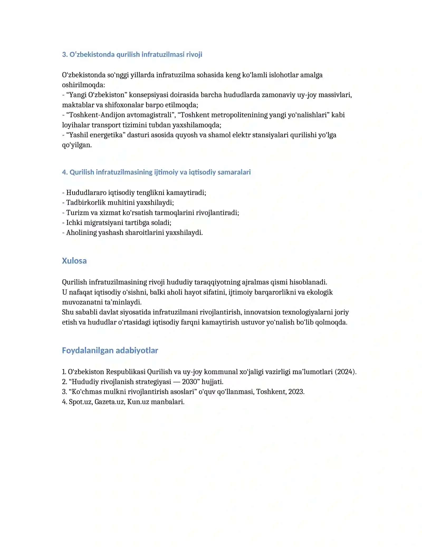 Qurilish infratuzilmasining hududiy rivojlanishga ta’siri 2