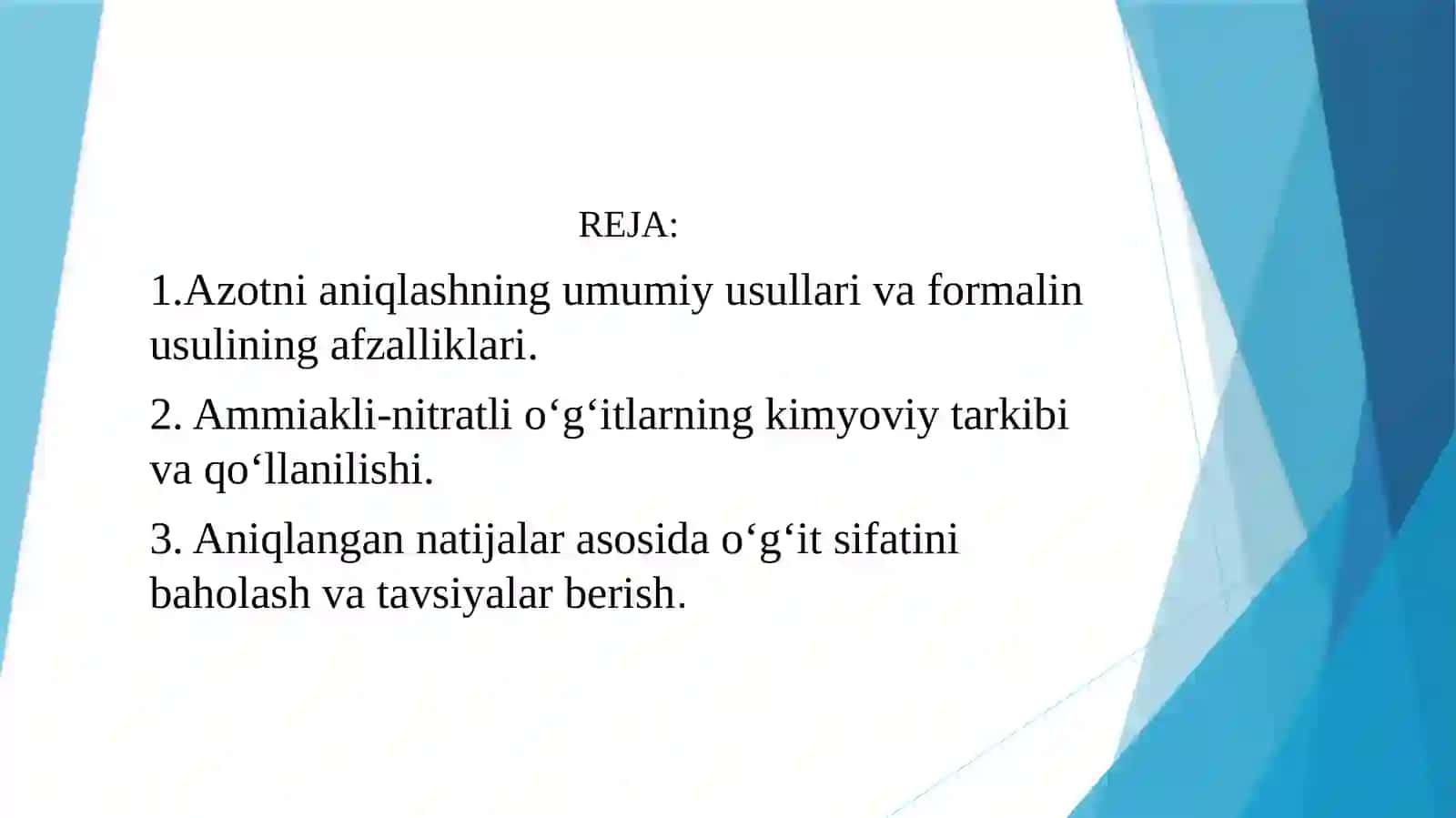 Ammiakli va ammiakli-nitratli o`g`itlar tarkibidagi azotni formalin usulida aniqlash 2
