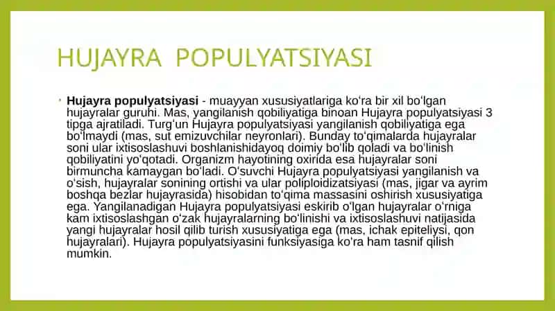 Hujayra Populyatsiyasi 2