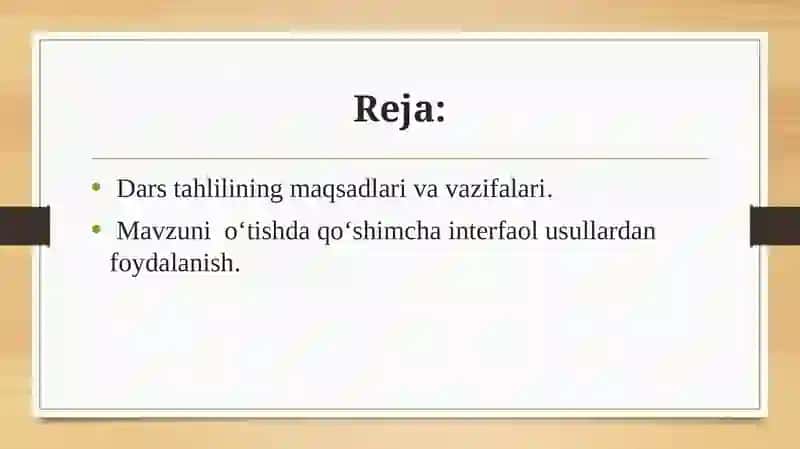Dars tahlilining maqsad va vazifalari 2
