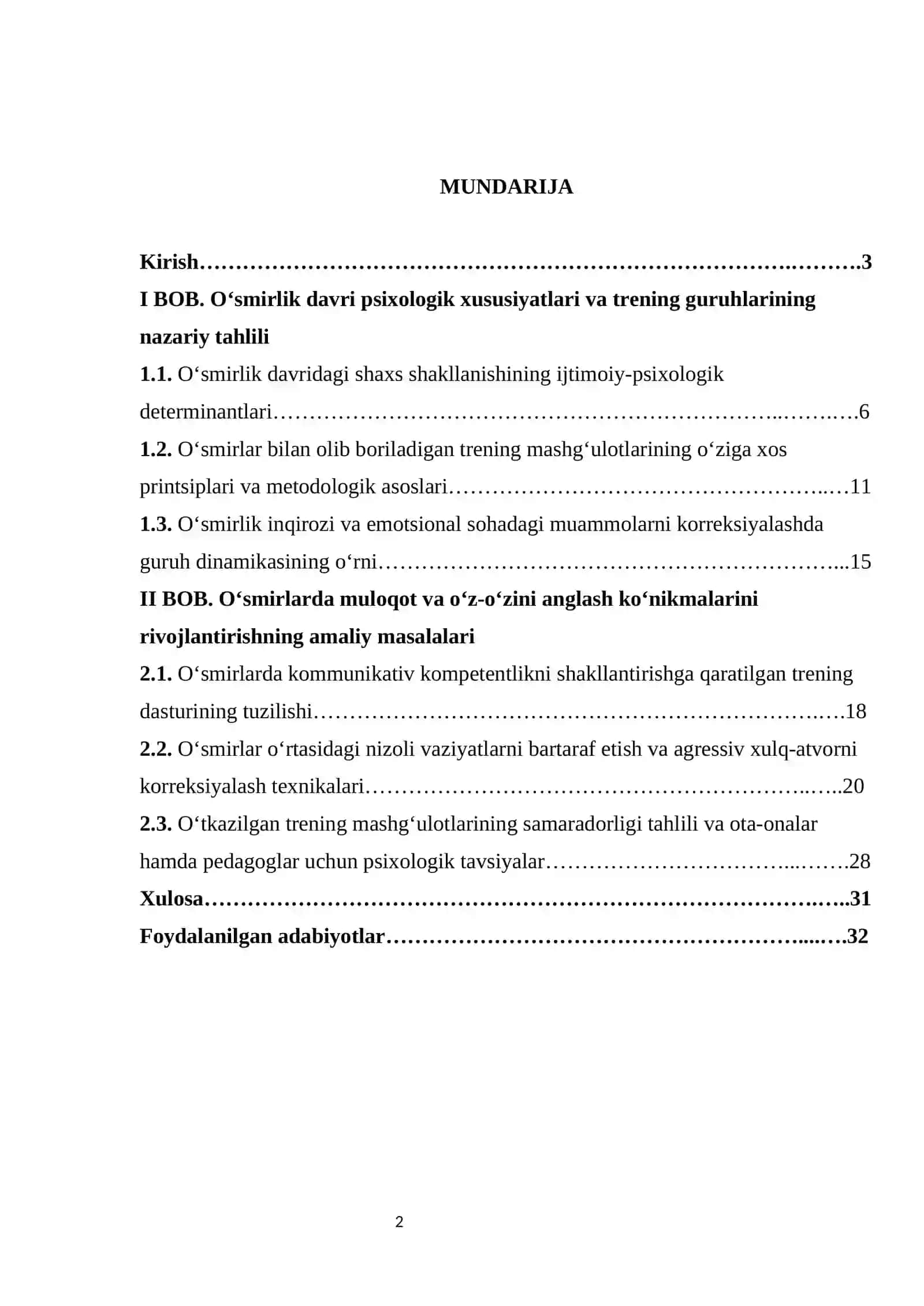 OʻSMIRLAR BILAN OLIB BORILADIGAN TRENINGLAR. 2