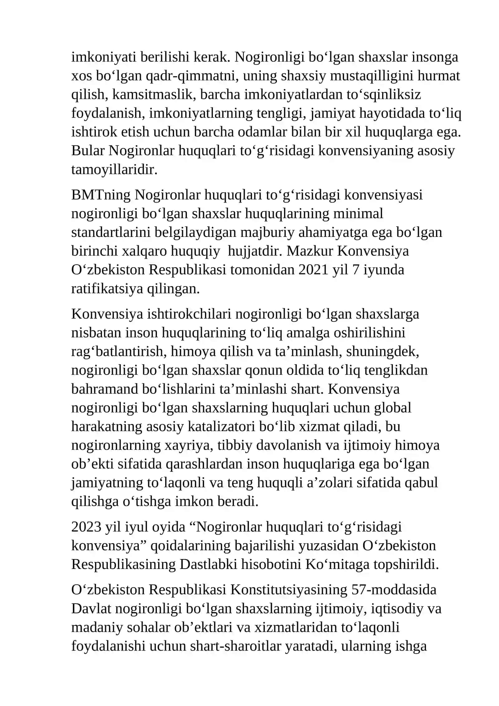 Nogironligi bo‘lgan shaxslar huquqlari: inkluziv jamiyat barpo etish yo‘lida 2