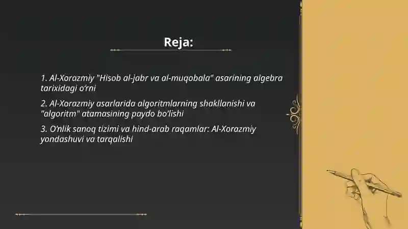 Al-Xorazmiy "Hisob al-jabr va al-muqobala" asari 2