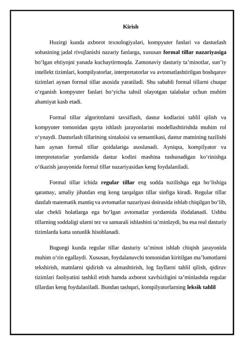 Regular tillar va ularning qo‘llanilishi 2