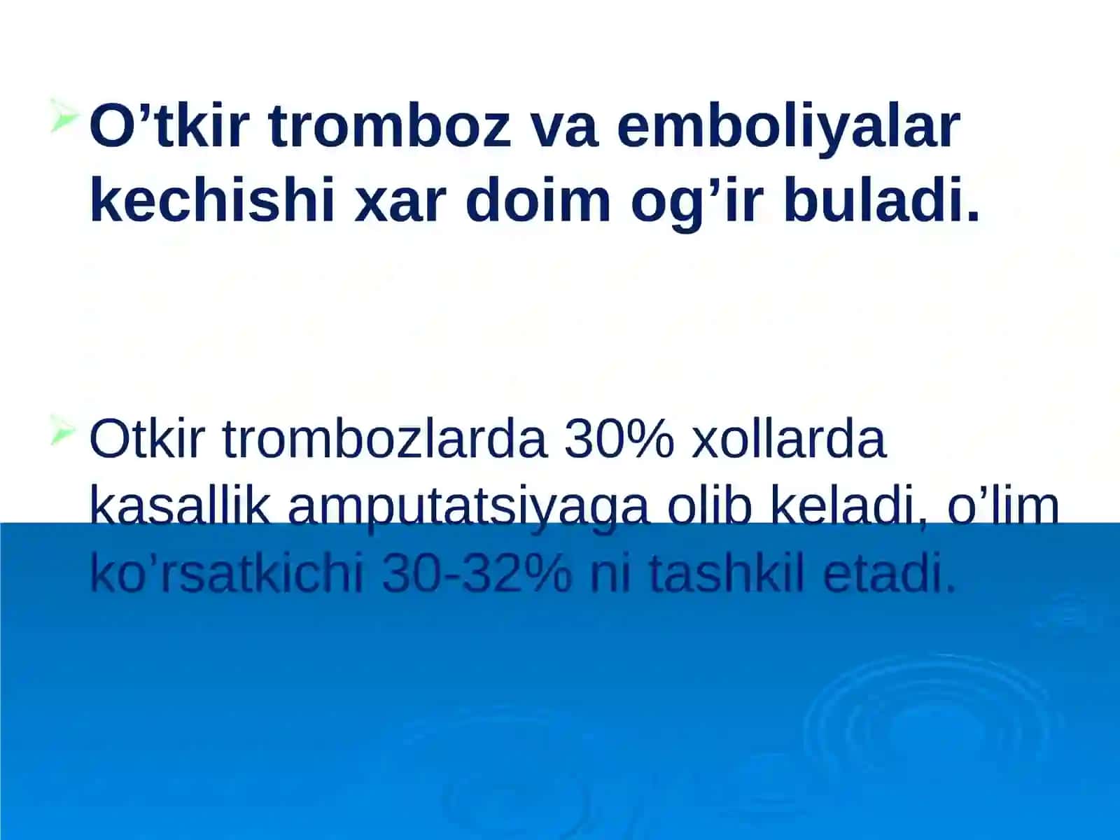 O‘tkir arterial tromboz va emboliyalar 2