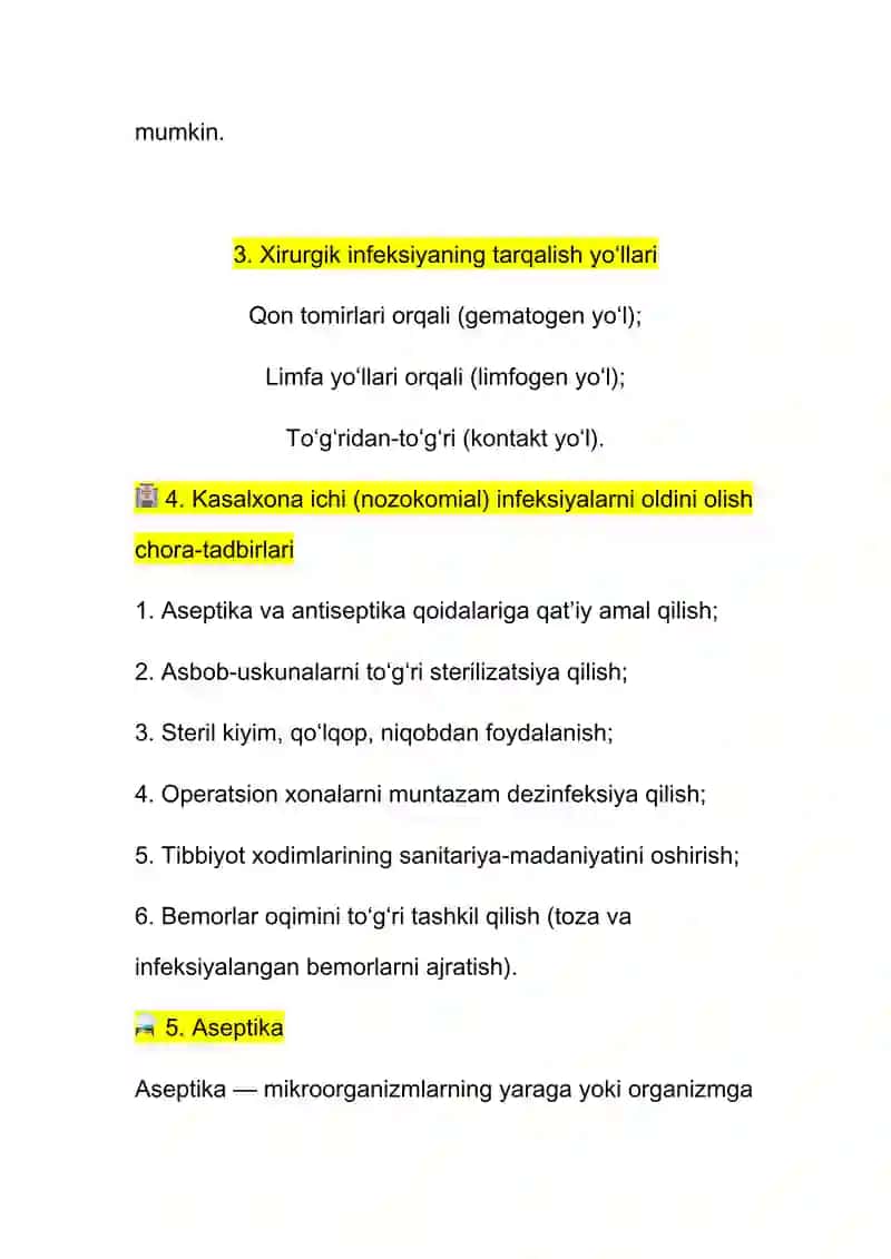 Xirurgik infeksiya va uning oldini olish choralari 2