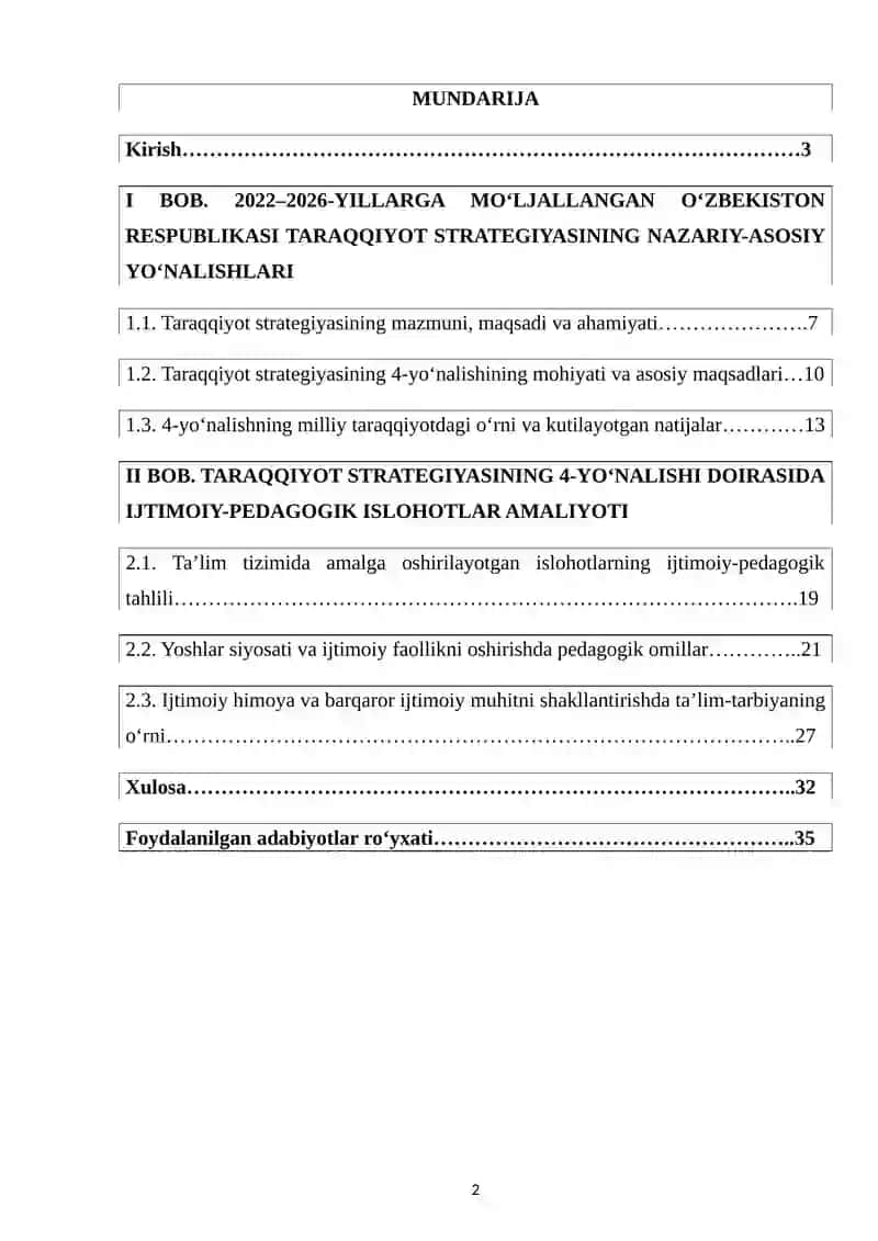 2022-2026-yillarga  moʻljallangan Oʻzbekiston respublikasi taraqqiyot strategiyasi 4-chi yoʻnalishi 2
