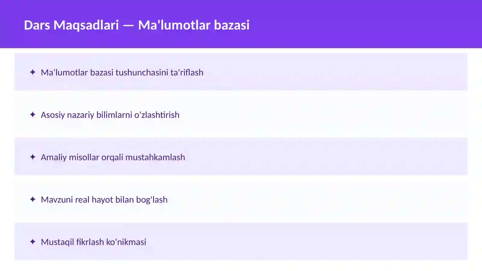 O'qituvchilar va talabalar uchun dars ishlanma 2