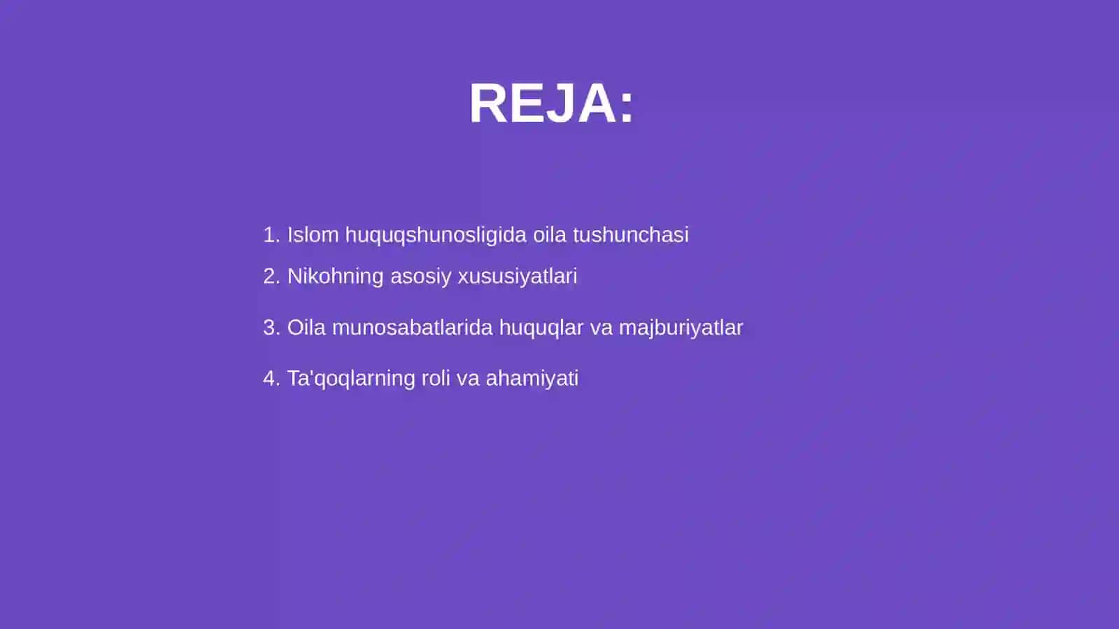 Islom huquqshunosligida oila,nikox,ta'loq, idda,zixor tushunchalarini tariflash 2