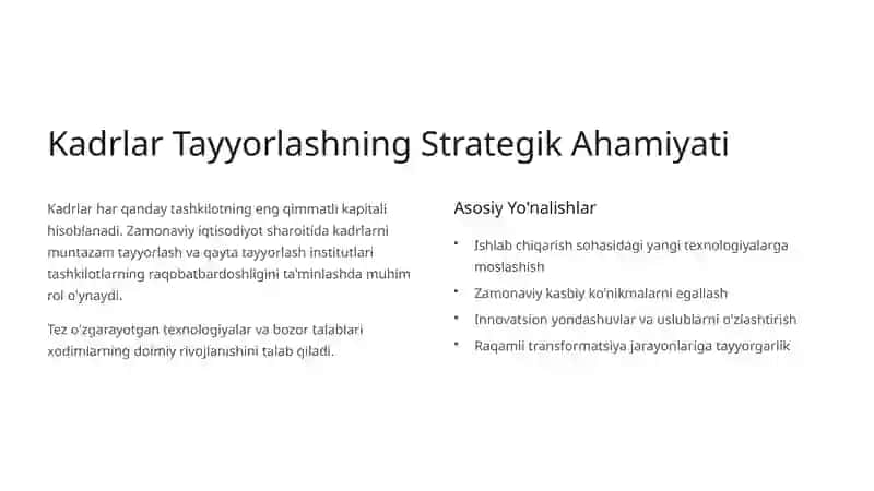 Kadrlarni Tayyorlash va Qayta Tayyorlash Institutlari 2