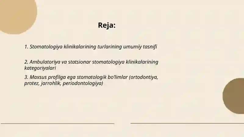 Stomatologiya klinikasi, uning turlari kategoriyalari 2
