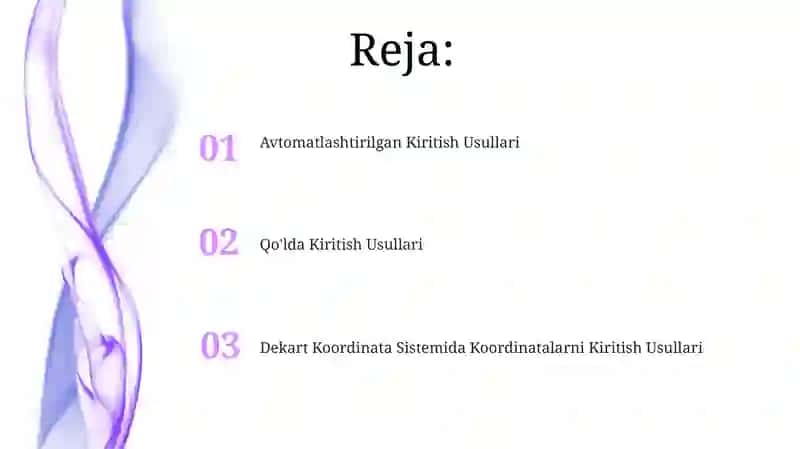Dekart Koordinata Sistemida Koordinatalarni Kiritish Usullari 2