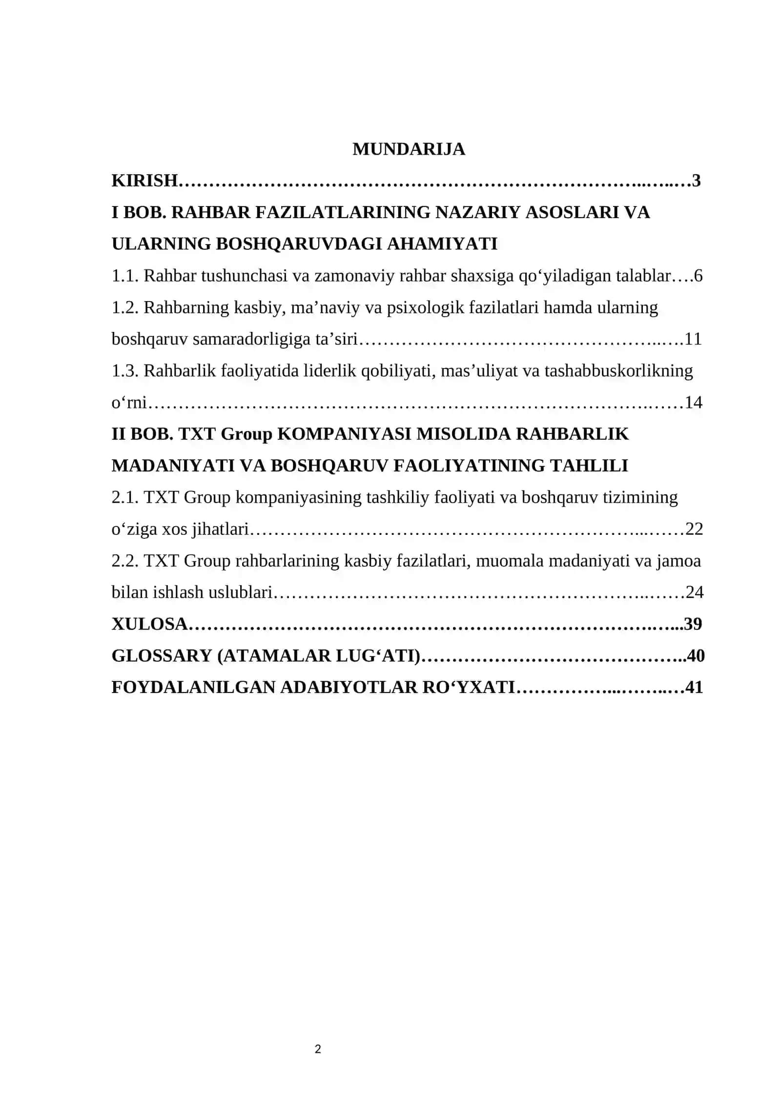 Rahbar fazilatlari va madaniyati KURS ISHI 2