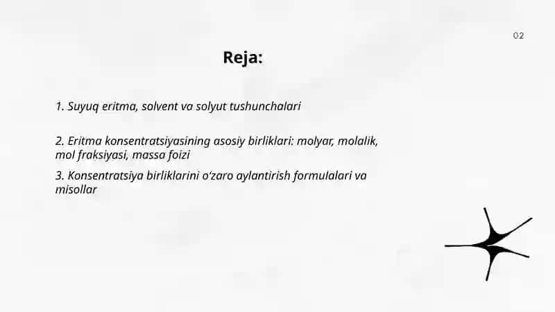 Suyuq ertmalar va ularning konsentiratsiyasi 2