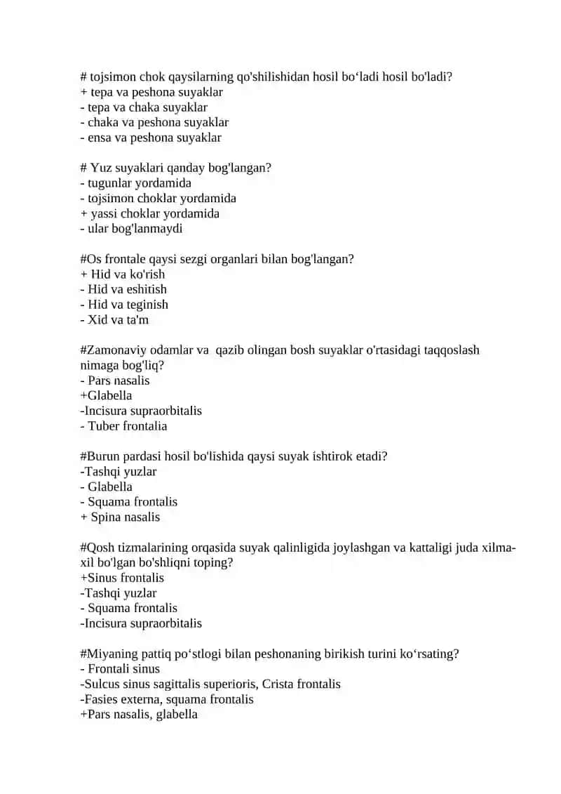 KALLA SUYAGI MAVZUSIGA TEST 2
