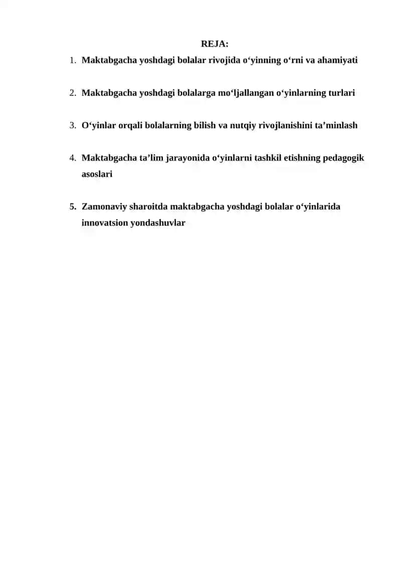 Maktabgacha yoshdagi bolalarga mo’ljallangan o’yinlar 2