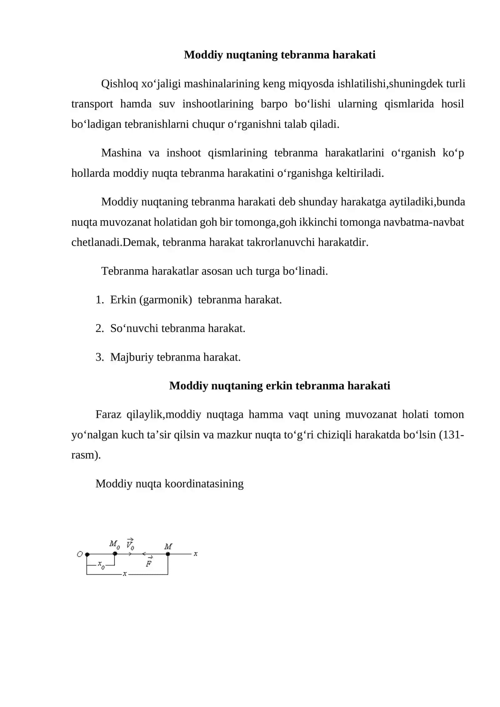 Moddiy nuqtaning erkin tebranma harakati 2