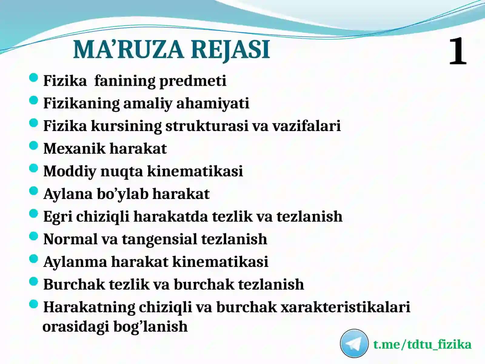 Fizikafanigakirish.Fizikafaniningpredmeti.Kinematikaasoslari 2