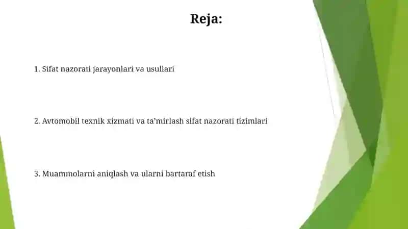 Avtomobillarga texnik xizmat ko'rsatish va joriy ta'mirlash sifatini boshqarish 2