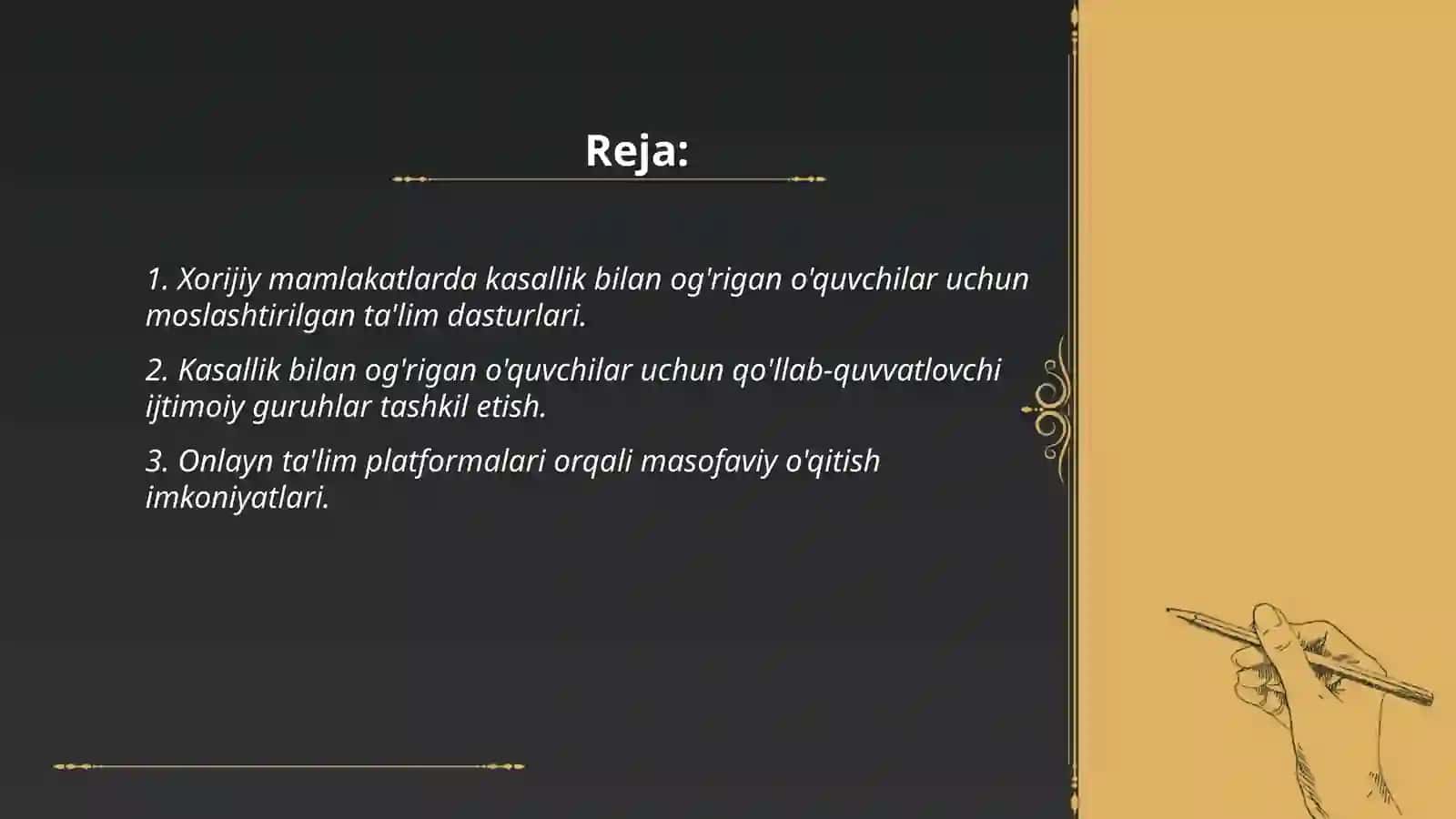 Xorijiy mamlakatlarda kasallik bilan og'rigan o'quvchilarni o‘rganishni qollab quvvatlashga qaratilgan asosiy ijtimoiy-pedagogik ishlar 2