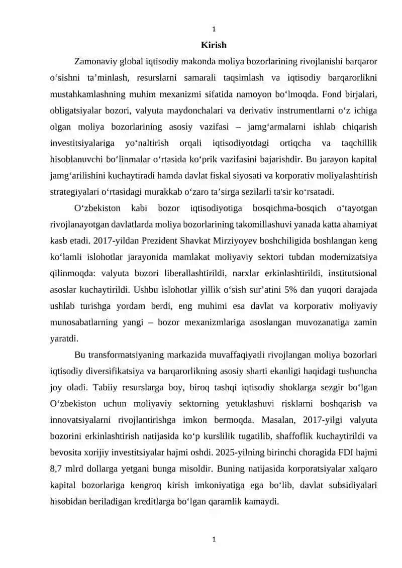 Moliya Bozorini Rivojlantirishning Davlat va Korporativ Moliyaviy Munosabatlarga Ta'siri 2