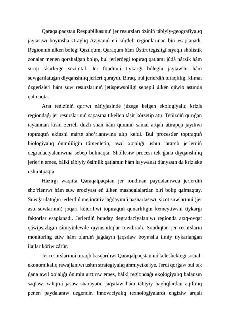 QARAQALPAQSTANDA JER RESURSLARIN QORǴAW HÁM PAYDALANIW BOYINSHA INNOVACIYALIQ TEXNOLOGIYALAR 2