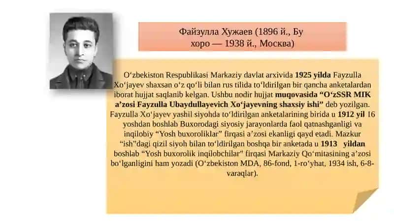 Fayzulla Xo'jayev faoliyati 2