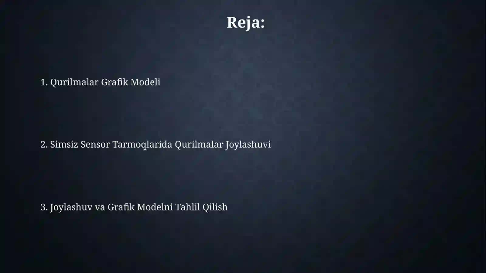 Simsiz sensor tarmogʻidagi qurilmalarning joylashuvi va grafik modeli 2