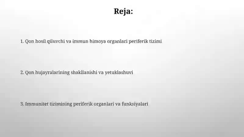 Periferik qon yaratuvchi va immun himoya azolari 2