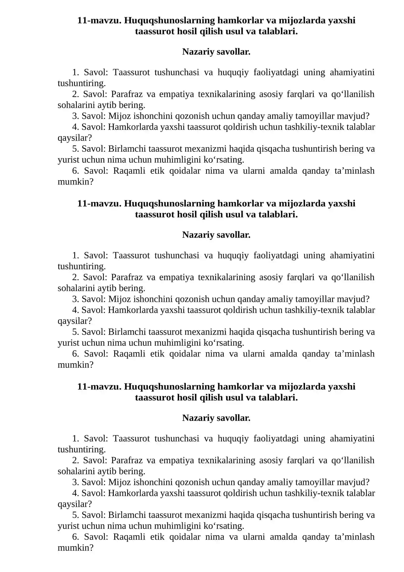 Huquqshunoslarning hamkorlar va mijozlarda yaxshi taassurot hosil qilish usul va talablari 2