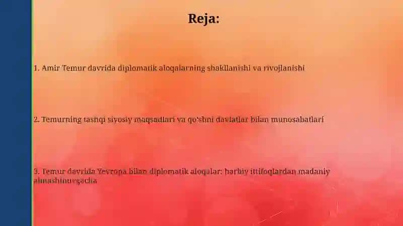 Amir Temur elchilik munosabatlari 2