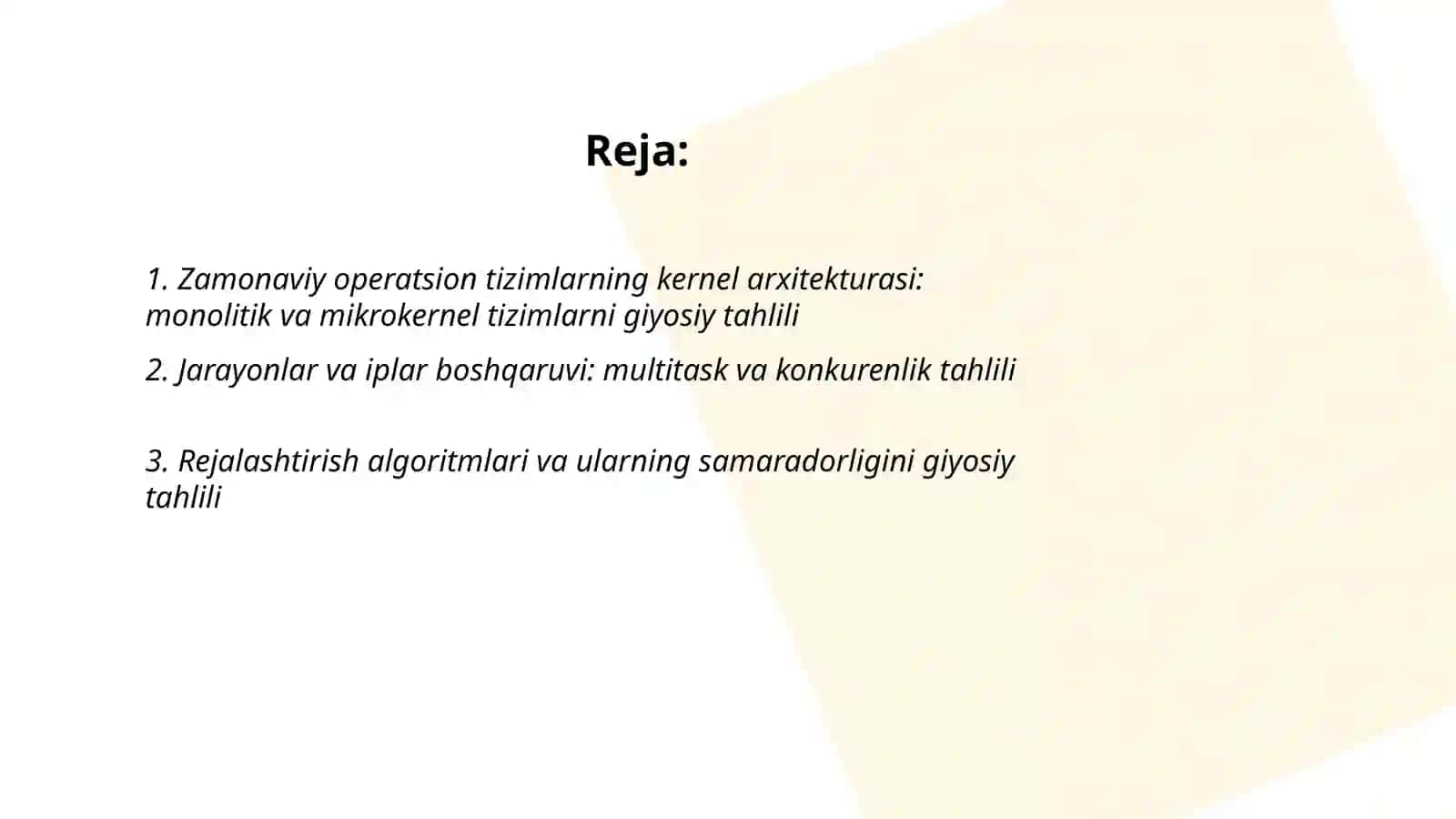 Zamonaviy operatsion tizimlarning kernel arxitekturasi 2