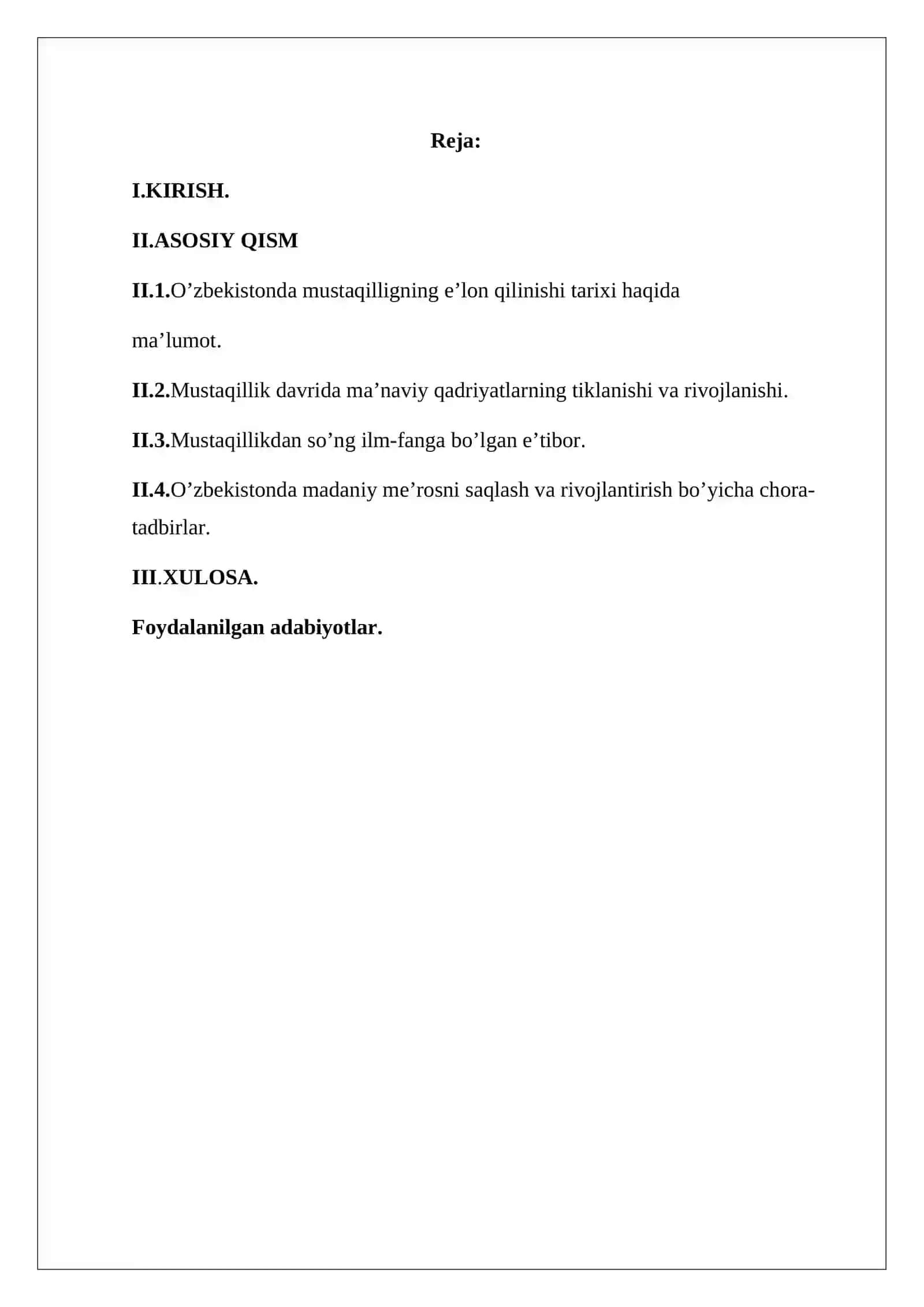 Mustaqillil yillarida O’zbekistondagi ma’naviy va madaniy taraqqiyot 2