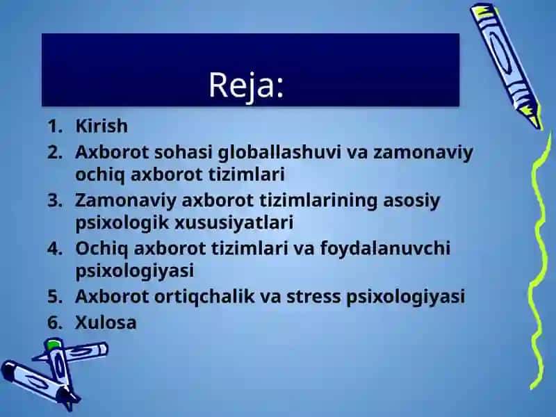 Axborot sohasi globallashuvi sharoitida zamonaviy ochiq axborot tizimlari faoliyatining psixologik xususiyatlari. 2