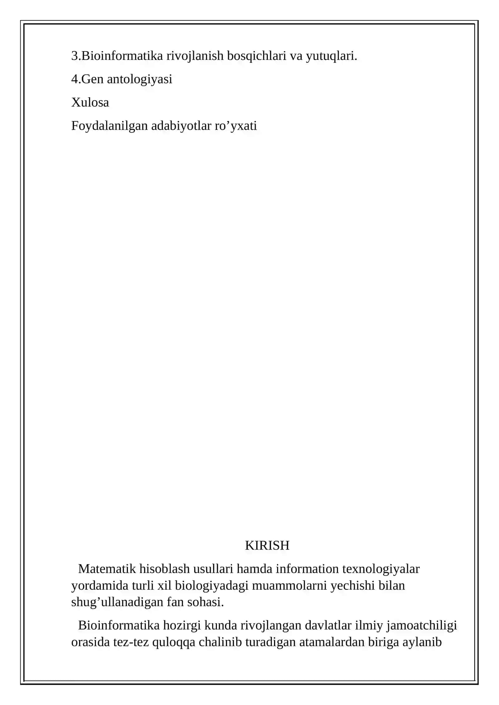 MIRZO ULUG’BEK NOMIDAGI O’ZBEKISTON MILLI KURS ISHI:Bioinformatika va genomika asoslari 2