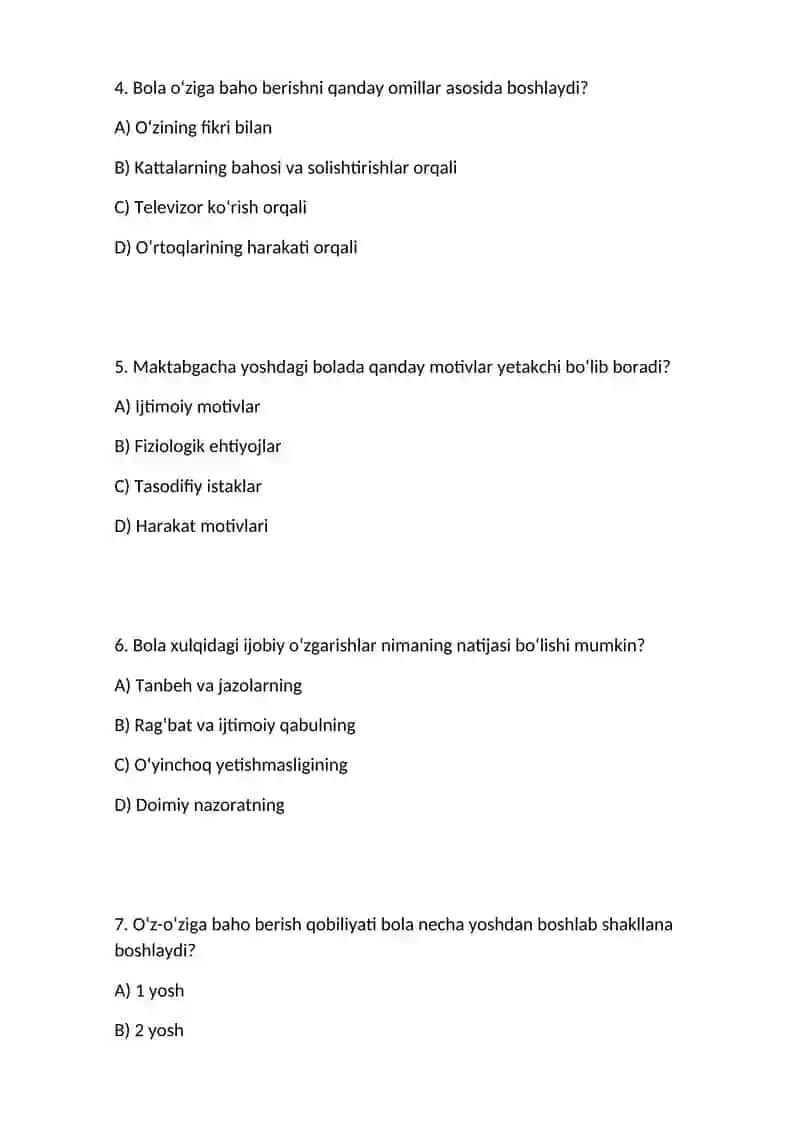 Maktabgacha yoshdagi bolada xulq motivlarning rivojlanishi va o'ziga baho berishi shakllanishi 2